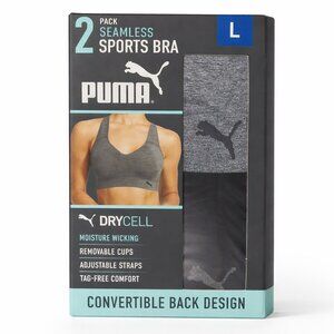 Puma Performance Ladies' Seamless Sports Bra 2 Pack, Size L